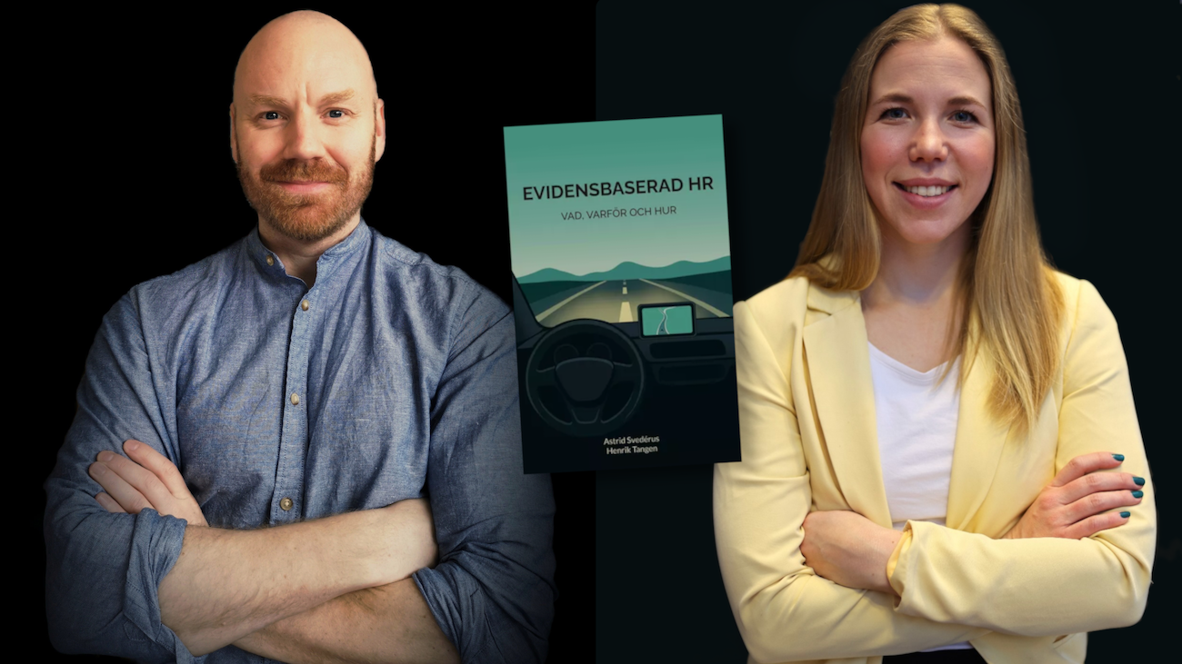 Bild på boken Evidensbaserad HR och författarna Henrik Tangen och Astrid Svedérus